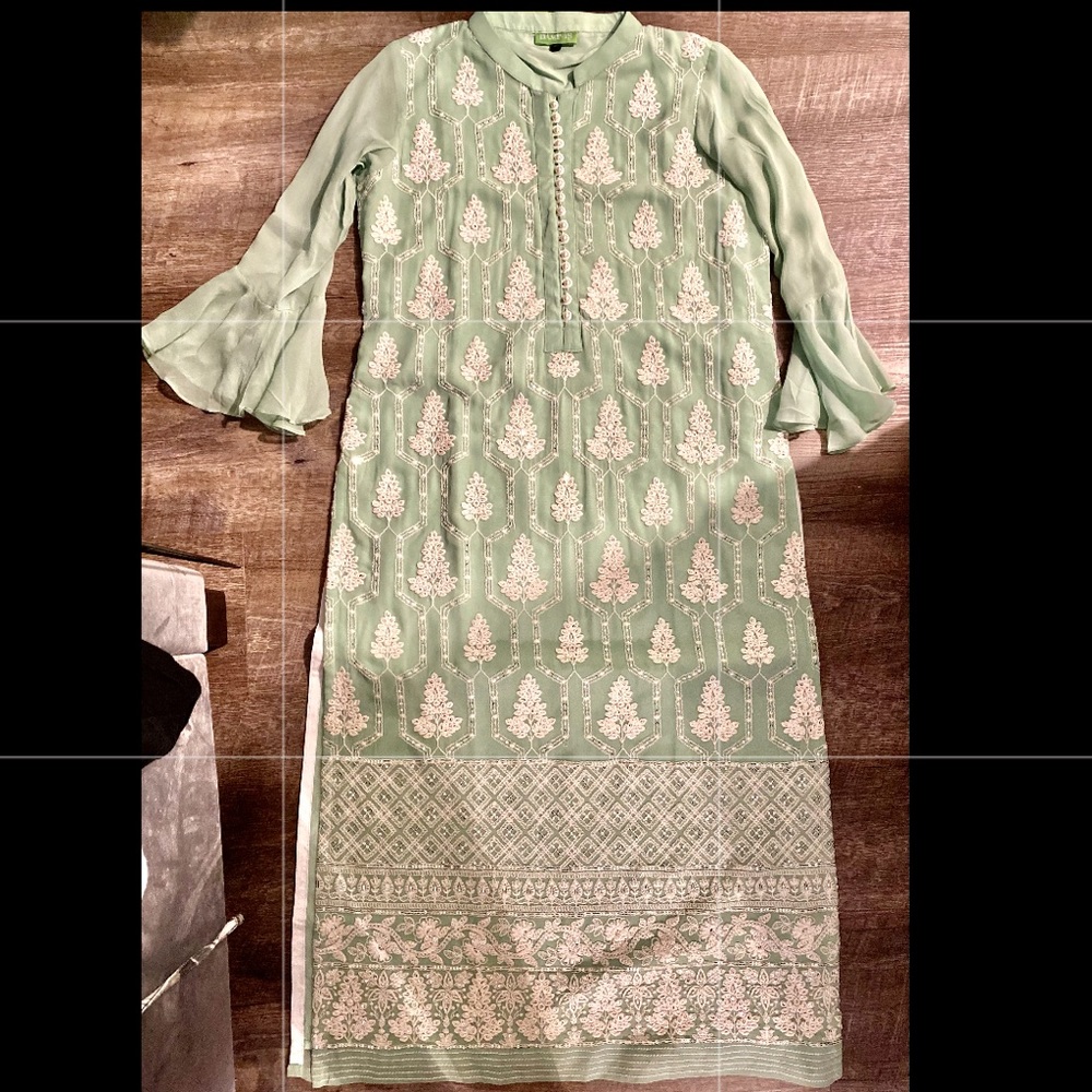 Mint Green with Pearls and White Sequin designs.